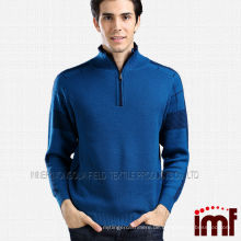 Mode Herren Blau Stehkragen Mongolischer Kaschmir Pullover